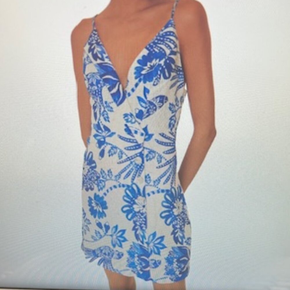 Farm Rio FloralBirds Off White 100% Linen Mini Dress with Adjustable Straps - Picture 13 of 15